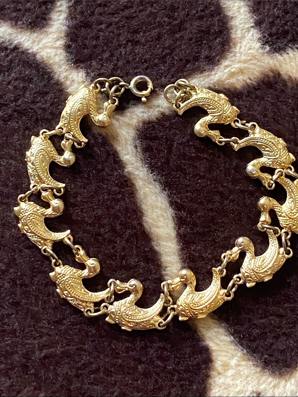Adorable Vintage 80’s Gold Plated Duck Bracelet Made in Spain
